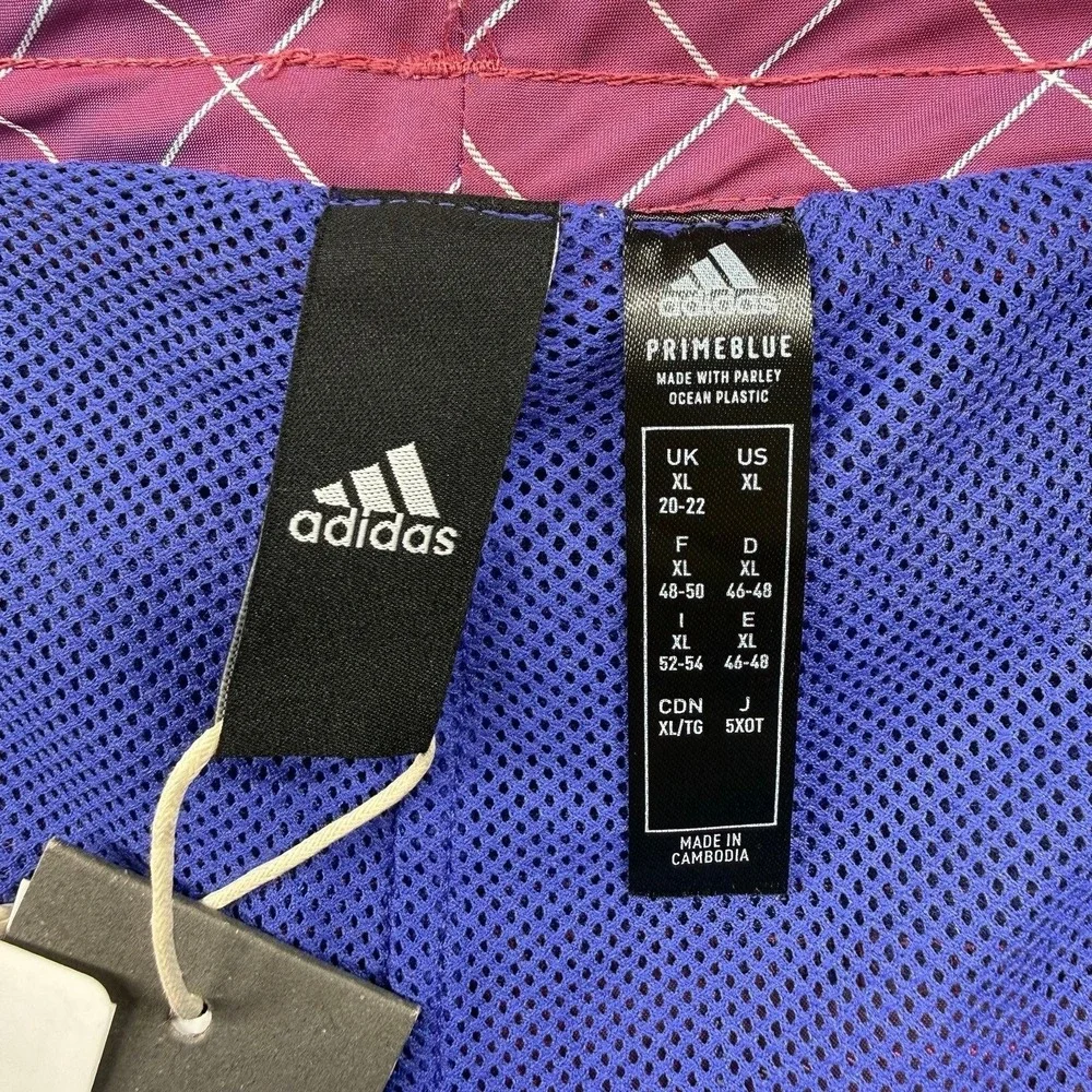 NWT Women's Adidas Prime Blue Purple Plaid Ripstop Athletic Sports Short Size XL
